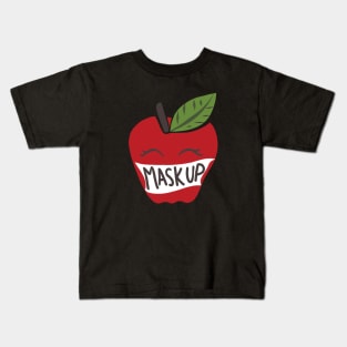 Mask up Teacher back to school apple Kids T-Shirt